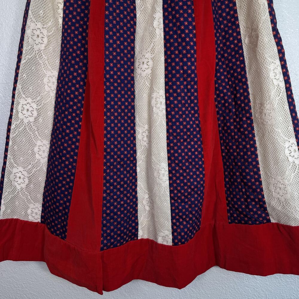 Vintage Chessa Davis Skirt Womens Patchwork Quilted Lace Boho Cottagecore 70s - Picture 5 of 16